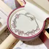 Camélia Moda de Luxo Alto Senso Pó Papalacha Diamante Pingente Banhado a Ouro 18K Elegante Pulseira Flor Conjunto