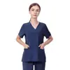 Dropshipping Transfronterizo Uniforme de Trabajo Elástico de Doctor Uniforme de Enfermera de Manga Corta Parte Superior de Hospital de Belleza Ropa de Lavado de Manos para Quirófano de Mujeres