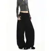 Calça Casual de Alta Qualidade Estilo Retrô Americano para Mulheres, Nova para Primavera e Outono, Solta, com Caimento, Reta, de Perna Larga, Calça Esportiva