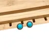 Pendientes de turquesa nuevos europeos y americanos para mujer, estilo retro popular, aleación, estilo bohemio, pendientes personalizados al por mayor