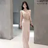 Xale + AcessóriosEstilo Socialite Elegante de Luxo Leve Vestido Costurado em Renda Lantejoulas Trabalho Pesado Luxo Leve