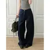 Jeans de Diseño de Lunares Azules Estilo Americano para Mujer, Nuevo Modelo 2026, Pantalones de Pierna Ancha, Estilo Casual Perezoso, Pantalones Largos hasta el Suelo
