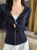 K1219 Cárdigan con Capucha Premium para Mujer para Primavera, Otoño e Invierno, Corte Ajustado, Adelgazante, Acrílico, Cremallera, Manga Larga, Prenda Base