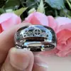 Anillo Popular Transfronterizo de Acero Inoxidable Personalizado de Moda Engranaje con Textura de Madera 10mm Color Acero Engranaje de Tres Ranuras con Textura de Madera