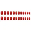 Cs-291 Unhas Postiças Quadradas Gel Vermelho Gelo Transparente Hot Girl Clareamento Temperamento 24 Peças Unhas Usáveis Atacado