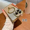 Funda para iPhone 15 PRO MAX con Brillo Galvanizado y Pedrería, Aplicación Magnética MagSafe 14 Apple 13 Diamante 11
