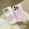 Popular Fofa Textura de Couro Kt Melody Adequado para Capa de Celular Apple 17Promax Iphone16 Desenho Animado 15 Coreano 14