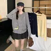 Nuevo diseño de cárdigan suave y acogedor estilo coreano para primavera y otoño con jacquard de cachorro y bordado de mariposa, tejido de punto de algodón para mujer