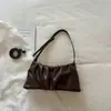 Shuai Mijia Nova Moda Feminina Chique Nicho Bolsa de Ombro Único Casual Simples Bolsa de Axila Tendência Pequena Bolsa Quadrada Plissada