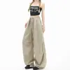 Pantalones Cargo Casuales Sueltos de Streetwear de Nicho para Mujer Caqui Cintura Alta Adelgazantes Nuevos Delgados Pierna Ancha Secado Rápido Pantalones Paracaidistas