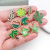 20 Tipos de Pingentes de Liga Verde com Gotejamento de Óleo, Brincos de Coração de Cacto, Pulseiras, Acessórios para Joias Artesanais DIY