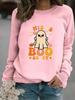 Sudadera informal de manga larga con cuello redondo y estampado de fantasmas y telarañas para mujer, estilo transfronterizo europeo y americano, para otoño e invierno