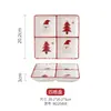 Conjunto de Louça de Mesa Cerâmica Pintada à Mão para o Natal, Prato de Bife Fofo, Prato Raso com Esmalte em Relevo, Pote Selado, Conjunto de Chá, Tigela de Cerâmica