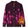 Jaqueta Cardigan de Tricô de Outono para Mulheres de Meia-idade e Idosas, Roupa de Mãe, Sogra, Com Veludo Adicionado, Suéter Engrossado, Blusa Estilo Primavera e Outono para Mãe