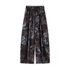 Calça Scimitar Estampada Feminina Outono 2026 Nova Estilosa Fina de Pernas Largas Cintura Alta Fluida Mais Vendida Casual Feminina