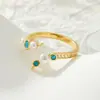 Anillo Abierto de Perla de Agua Dulce Turquesa Azul Estilo Mix and Match Anillo Ajustable Explosivo de Gama Alta Anillo Nuevo para Dedo Índice