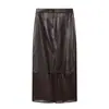 Ropa de Mujer Europea y Americana Aliexpress Ins Popular Moda Top con Efecto Piel y Cinturón + Falda