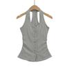 Top halter de un solo botón para mujer Verano Nuevo Elástico Adelgazante Anti Cintura Camisola strapless