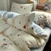 Algodón Puro Grado A para Mamá y Bebé Algodón en Bola Dibujos Animados Frescos Funda de Edredón Sábana Bajera Ropa de Cama para Dormitorio Estudiantil 4