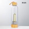 Taza de Energía de Cristal Donghai Cristal Natural Pilar de Seis Puntas de Punta Única Cubierta de Bambú Vaso Botella Deportiva de Agua de Vidrio con Laca Taza de Té
