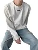 Camiseta longa de manga comprida com ombreira larga estilo coreano suéter deconstrução camisa de base para primavera moda nicho masculina e feminina ins
