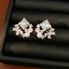 Brincos de zircônia agulha de prata, losango de borboleta, pérola, estilo minimalista, brincos únicos e elegantes, sensação de luxo leve e de alta qualidade, atacado