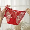Ropa Interior Roja Festiva de Encaje Sexy del Año Zodiacal para Mujer 2026 Año Nuevo del Caballo Bragas Bordadas de Corte Bajo y Hueco para Mujer