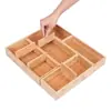 Tablero Separador Extraíble Caja de Almacenamiento de Bambú Organizador de Compartimentos de Cajón Simple Caja de Almacenamiento para Utensilios de Cocina Caja de Almacenamiento