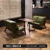 Conjunto de Mesa e Cadeiras para Café, Booth de Bar, Loja de Sobremesas e Chá com Leite, Sofá de Restaurante, Área de Descanso, Cadeira Vintage de Couro Oleado