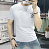 Playera de Manga Corta para Hombre Verano Nueva Moda Año del Dragón Estampada Top de Media Manga Ajustada Versátil Cuello Redondo