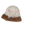 Gorro de punto de felpa gruesa para mujer, de lana resistente al frío, cálido, con protección para los oídos, para el rostro, versión coreana pequeña, para cabeza grande, para otoño e invierno.
