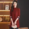 Vestido de punto de moda para mujer para combinar con un abrigo, nueva capa base de longitud media para primavera y otoño, elegante vestido suéter de color liso
