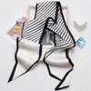 Bufanda Larga Diagonal de Seda Suave Satinada Nueva con Punto de Letra para Mujer, Diadema de Cinta Versátil, Pañuelo Pequeño Decorativo