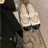 Estilo Fada~Novo Estilo Patchwork com Laço Bico Redondo Couro Genuíno Versátil Juvenil Boca Rasa Sapatos Mary Jane para Mulheres na Primavera e Outono