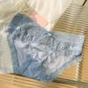Renda Estilo Francês Sexy Cuecas de Cintura Baixa Semitransparentes Estilo Desejo Puro Menina Doce Cor Sólida Algodão Antibacteriano Verão Novo Estilo