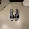 Sandalias de punta con diseño de nicho sin cordones 2026 nuevo verano moda coreana versátiles sandalias de tacón de aguja para exteriores para mujer