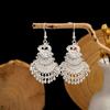 Pendientes de Borla para Turismo Yunnan Dali Lijiang Pendientes Largos Bohemia Distintivos Joyería con Colgante de Hoja para el Cabello