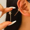 Brincos de Estrela Micro-Embellished Transfronteiriços, Femininos, Versáteis, Luxo Leve, Brincos Presilha para Cartilagem da Orelha Perfurada com Estrela, Joias de Alto Padrão
