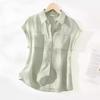 Camisas de Moda Coreana Texturizadas para Mulheres 2025 Verão Novas Camisas Slim Tops de Manga Curta Populares Este Ano