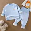 Conjunto Outono e Inverno Bebê Quente Conjunto Separado Roupa Íntima Bebê Crianças Roupas de Boneca Meninos e Meninas Espessado Mais Veludo Roupas Quentes