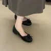 Primeiro Encontro Brisa Suave Bico Redondo Laço Cetim Sapatilhas Planas para Mulheres, Versátil de Verão Sola Macia Elegantes Sapatilhas de Ballet