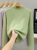 Suéter de tricô de alta qualidade, oversized, nova coleção outono/inverno, com fio colorido e design de manga longa, blusa básica feminina de gola alta, corte justo