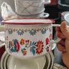 Caneca esmaltada vintage espessa, tigela esmaltada, tigela esmaltada, copo para fast food, tigela para miojo, atacado do fabricante, estilo retro nostálgico