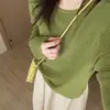 Suéter de Punto Casual Color Caramelo para Mujer, Nuevo Primavera 2026 Suéter Pulóver Holgado de Color Sólido, Estilo Coreano, Adecuado para Usar Afuera, Aspecto Juvenil