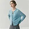 Cárdigan de Seda de Morera y Cachemir Suave como una Nube para Mujer, Chaqueta Hueca Amigable con la Piel, Nuevo Suéter Delgado de Cuello Redondo Otoño e Invierno 2025