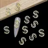 Joyería para Uñas de Lujo Accesible Transfronteriza DIY Símbolo de Moneda de Dólar Dorado y Plateado Diamante Brillante Incrustado Joyería de Diamante Estéreo Venta al por Mayor