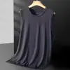 Camiseta sin mangas de seda helada para hombre, sin costuras, de verano, color liso, chaleco suelto, secado rápido, absorbente de sudor, hombres, 1/2 piezas
