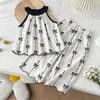 Conjunto de Verano para Niñas 2025 Nuevo Estilo Coreano Chaleco Estampado Pantalones de Pierna Ancha Conjunto de Dos Piezas para Niñas Venta al por Mayor Transfronteriza