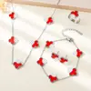 Set de Joyería de Acero Inoxidable de Cuatro Piezas, Trébol de Cuatro Hojas de la Suerte, Superventas Transfronterizo, Lujo Ligero, Versátil, Joyería de Moda para el Día a Día