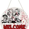 Colgante decorativo de madera de Halloween transfronterizo de 30 cm para eventos de fiesta, colgante de casa embrujada, puerta de casa, jardín y decoración de patio